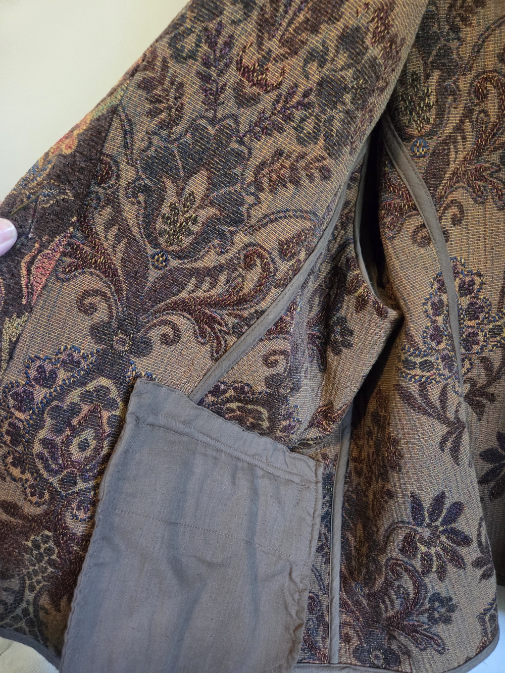 Flashback Women's Floral Tapestry Blazer - Multitone Brown Size Xl - Picture 6 of 14